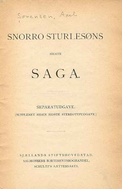 Tittelblad i Snorro Sturlesøns Sidste Saga